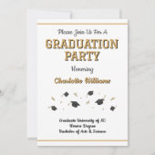 Grad Party Abschluss Celebration Gold Einladung (Vorderseite)