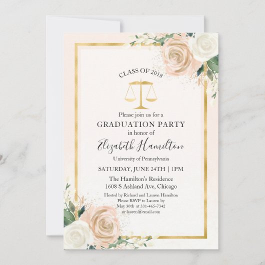 Grad Party Blush an der Richterschule Einladung (Vorderseite)