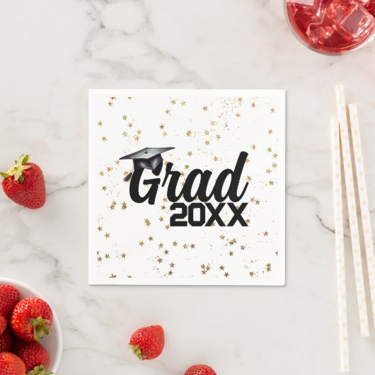 Grad Party Custom Year Gold Glitzer Graduation Cap Serviette (Beispiel)
