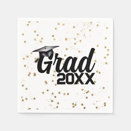 Grad Party Custom Year Gold Glitzer Graduation Cap Serviette (Vorderseite)