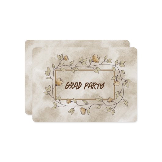 Grad Party Daughter Brown Floral Einladung (Vorderseite/Rückseite Beispiel)