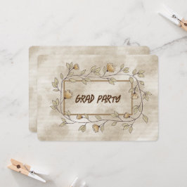 Grad Party Daughter Brown Floral Einladung