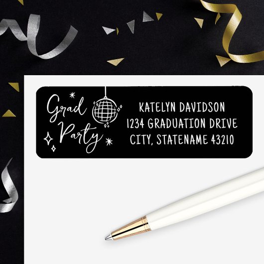 Grad Party Disco Ball Return Address