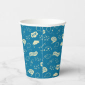 Grad Party Doodle Icon Muster Blau Pappbecher (Rechts)