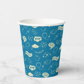Grad Party Doodle Icon Muster Blau Pappbecher (Vorderseite)