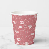 Grad Party Doodle Icon Muster Blush Pink Pappbecher (Vorderseite)
