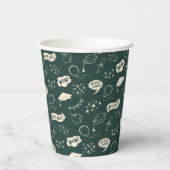 Grad Party Doodle Icon Muster Grün Pappbecher (Rückseite)