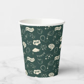Grad Party Doodle Icon Muster Grün Pappbecher (Links)