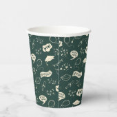 Grad Party Doodle Icon Muster Grün Pappbecher (Rechts)