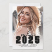 Grad Party Einfaches Schwarz-weißes Foto Abschluss Einladung (Vorderseite)