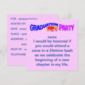 Grad Party - Einladung (Vorne/Hinten)