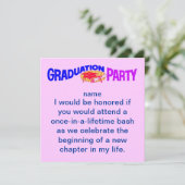 Grad Party - Einladung (Stehend Vorderseite)
