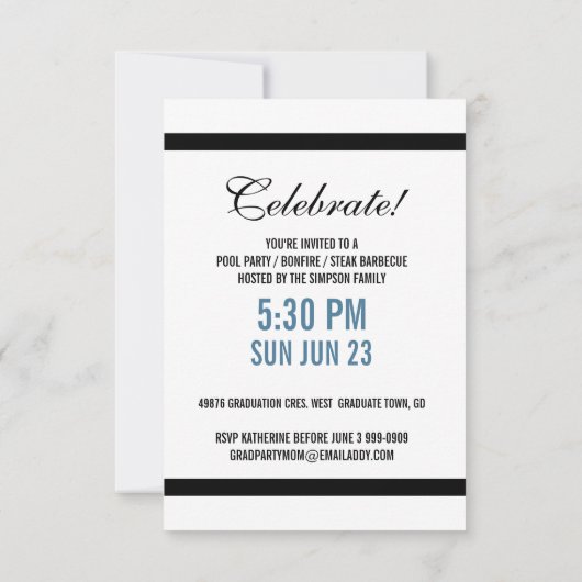 Grad Party Einladung mit XL Foto (Rückseite)