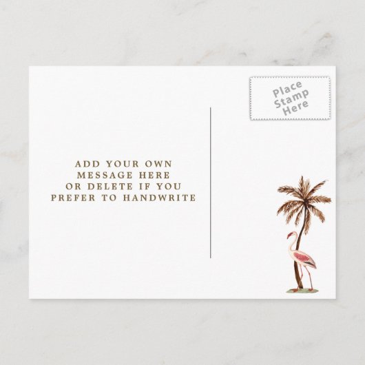 Grad Party Einladung tropischer Flamingo-Hibiskus (Rückseite)