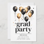 Grad Party Einladung Vorlage mit Balloons (Vorderseite)