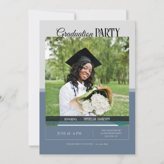 Grad Party Foto Einladung (Vorderseite)