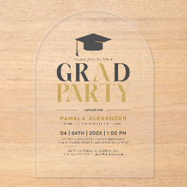 Grad Party Gold Gray Retro Typography Acryleinladungen