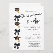 Grad Party Invite Class of 2025,Black Bow Einladung (Vorne/Hinten)