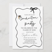 Grad Party Invite Class of 2025,Whimsical Bow Einladung (Vorderseite)