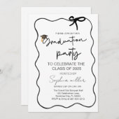 Grad Party Invite Class of 2025,Whimsical Bow Einladung (Vorne/Hinten)