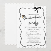 Grad Party Invite Class of 2025,Whimsical Bow Einladung (Vorne/Hinten)