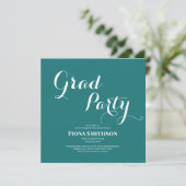 Grad Party Moderner grüner Platz Einladung (Stehend Vorderseite)