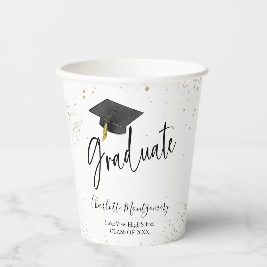 Grad Party Moderner Splash Glitzer Pappbecher (Vorderseite)