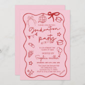 Grad Party Retro Invite Class of 2025,Whimsical Einladung (Vorne/Hinten)