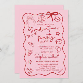 Grad Party Retro Invite Class of 2025,Whimsical Einladung