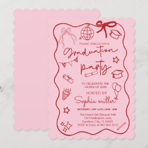 Grad Party Retro Invite Class of 2025,Whimsical Einladung