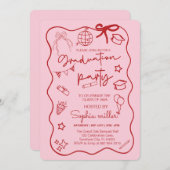 Grad Party Retro Invite Class of 2025,Whimsical Einladung (Vorne/Hinten)