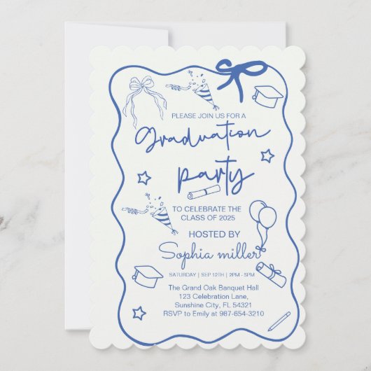 Grad Party Retro Invite Class of 2025,Whimsical Einladung (Vorderseite)