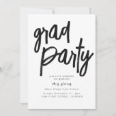 Grad Party Schwarz-Weiß-Einladung Einladung (Vorderseite)