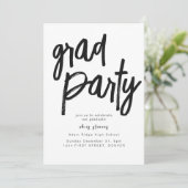 Grad Party Schwarz-Weiß-Einladung Einladung (Stehend Vorderseite)