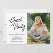 Grad Party Script Foto Abschluss Einladung (Vorderseite)