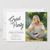 Grad Party Script Foto Abschluss Einladung (Vorderseite)