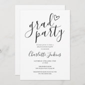 Grad Party Script Heart Graduation Party Einladung (Vorne/Hinten)