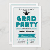 Grad Party White Invasion Einladung (Vorne/Hinten)