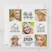 Grad Personalisiert 5 Foto Collage Abschluss Einladung (Vorderseite)