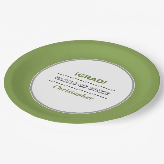 Grad. Personalisierte Graduierungspartei Pappteller (Schrägansicht)
