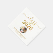 Grad Photo Class of 2026 Gold Script Graduation  Serviette (Ecke)