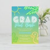 Grad Pool Bash - Pool Party  Einladung (Stehend Vorderseite)