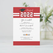 Grad Red White Modern Simple Abschluss 2022 Einladung (Stehend Vorderseite)