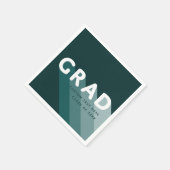 Grad Retro Green White Graduation Party Serviette (Ecke)