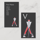 GRAD-ROT-GOLFER, GOLFINSTRUCTOR-MONOGRAMM VISITENKARTE (Vorne/Hinten)