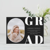 GRAD Rounded Foto Frame Abschluss Einladung (Stehend Vorderseite)
