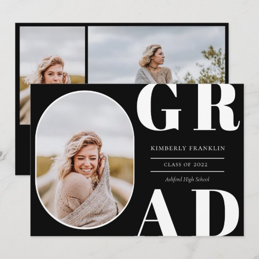 GRAD Rounded Foto Frame Abschluss Einladung (Vorne/Hinten)