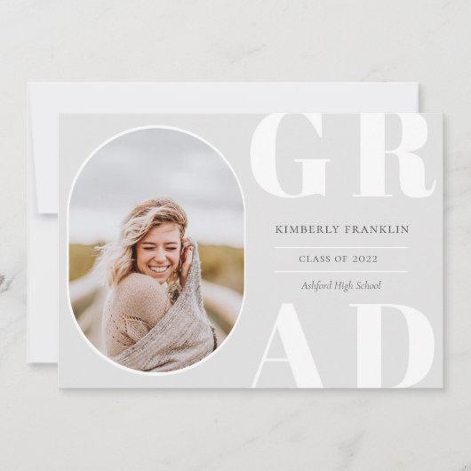 GRAD Rounded Foto Frame Abschluss Einladung (Vorderseite)