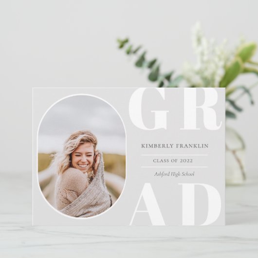 GRAD Rounded Foto Frame Abschluss Einladung (Stehend Vorderseite)