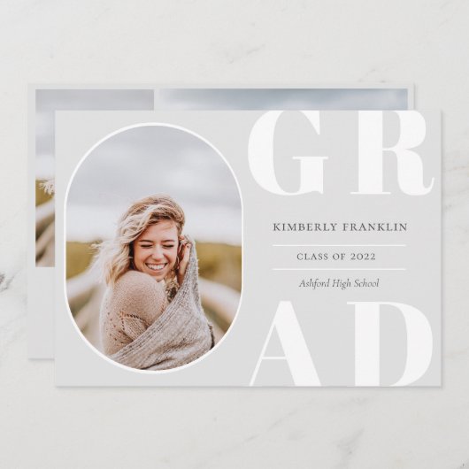 GRAD Rounded Foto Frame Abschluss Einladung (Vorne/Hinten)